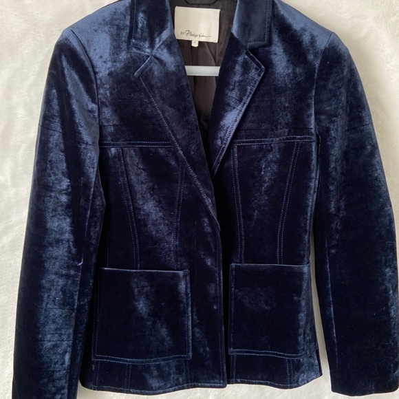Phillip Lim 3.1 Tailored Blue Velvet Blazer - Picture 11 of 15